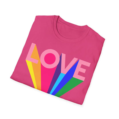 Love Rainbow Pop Out Unisex T-Shirt, Rainbow Love Tee, Colorful Graphic Shirt, Valentine's T-shirt