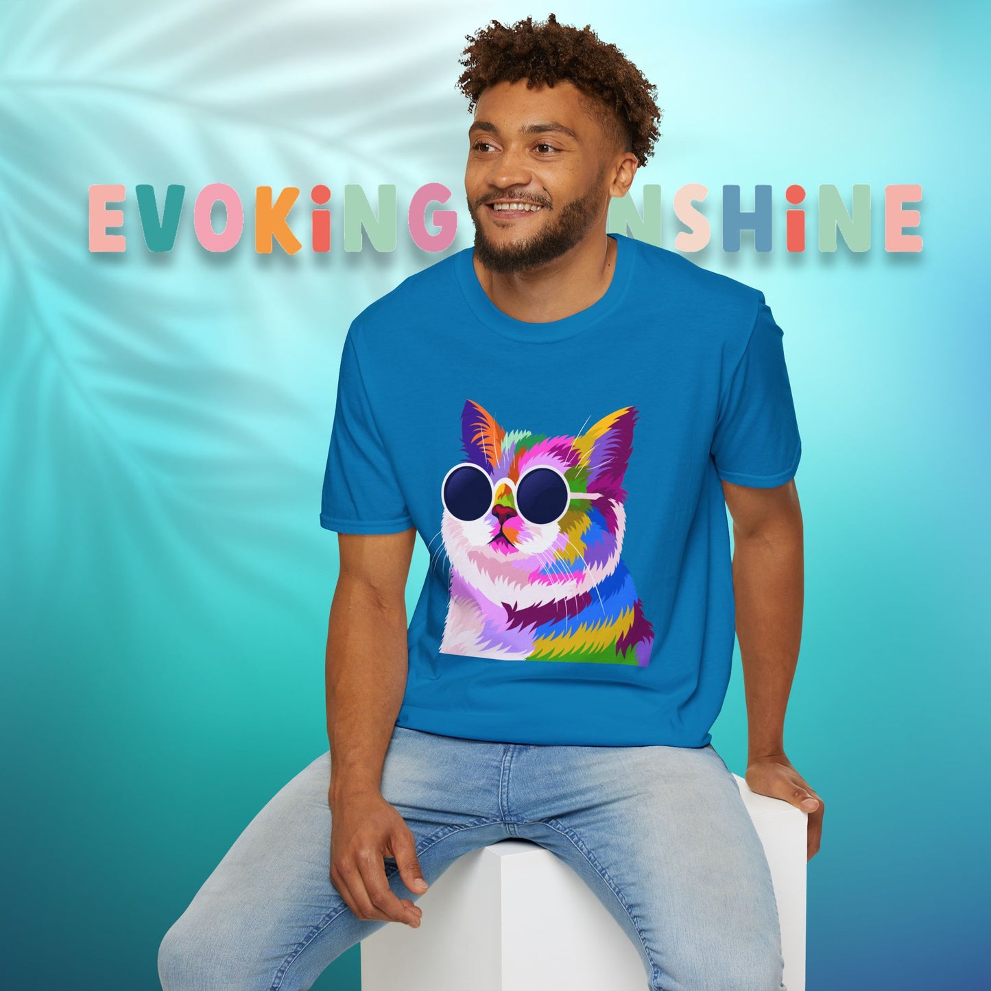 Colorful Cat Art T-Shirt, Fun Tee for Cat Lovers, Vintage Style Graphic Shirt, Cute Pet Gift, Casual Wear for Summer