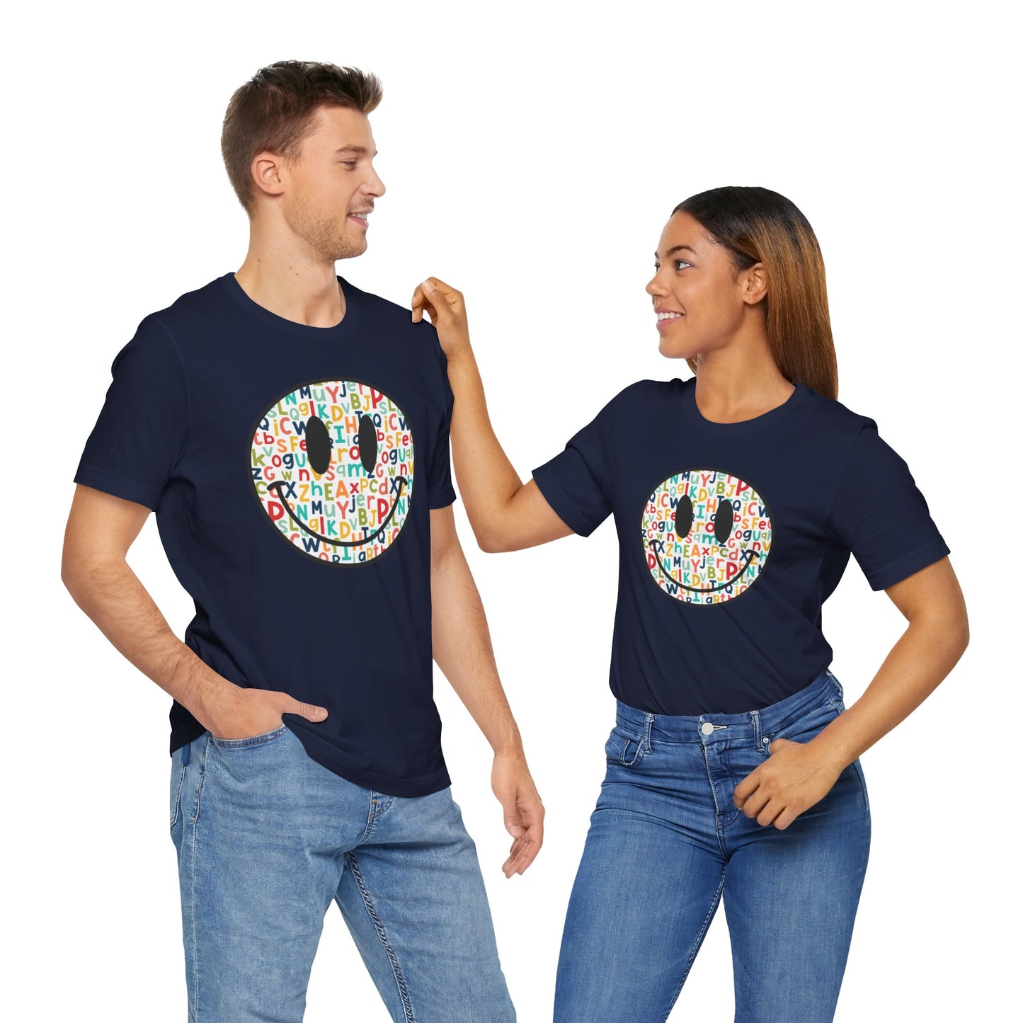 Alphabet Smiley Face Tee - Colorful and Cute - Express Delivery available