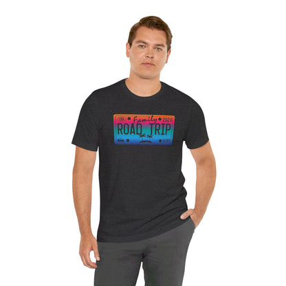 License Plate Family Road Trip 2024, Adult, Unisex Jersey Short Sleeve Tee Express Delivery available