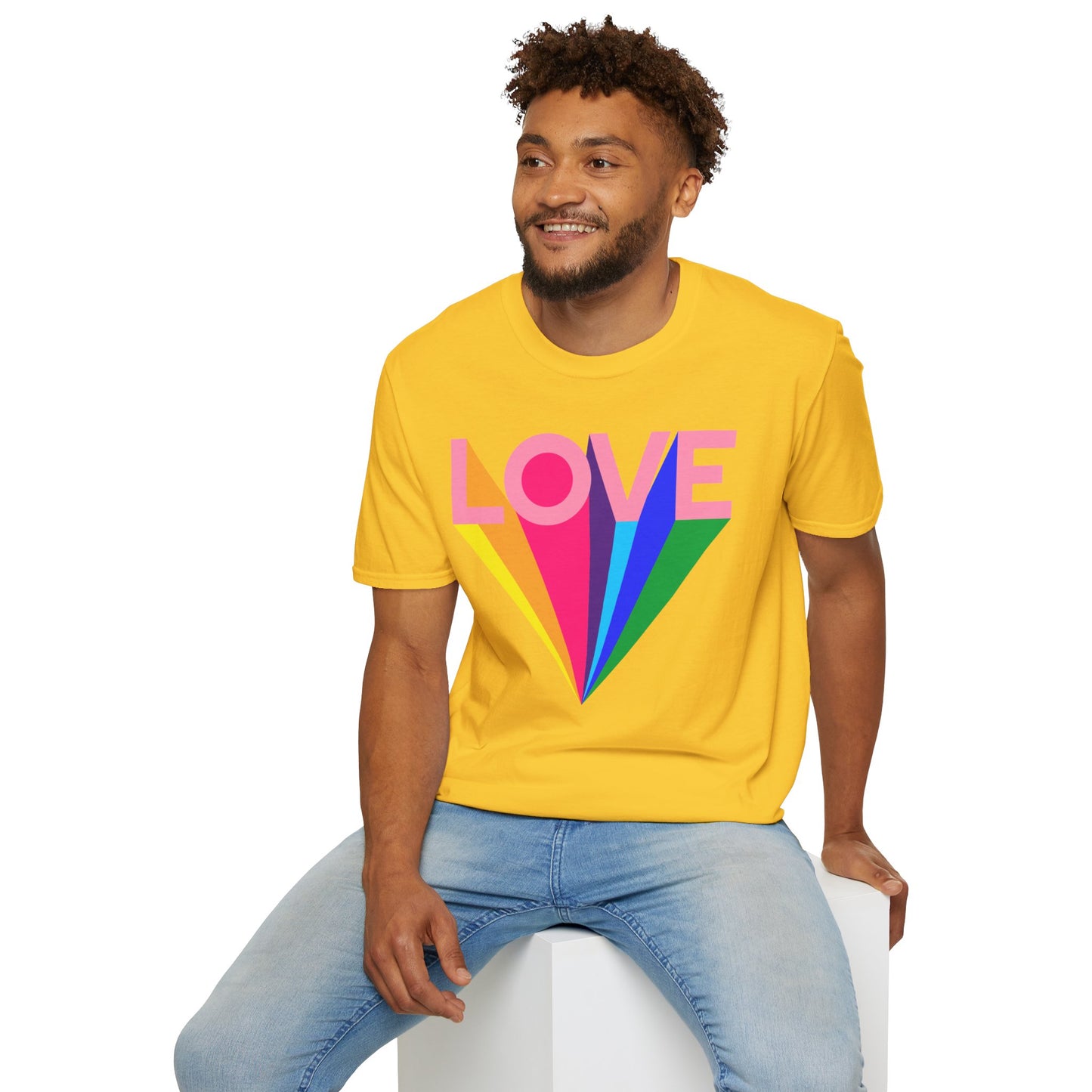 Love Rainbow Pop Out Unisex T-Shirt, Rainbow Love Tee, Colorful Graphic Shirt, Valentine's T-shirt