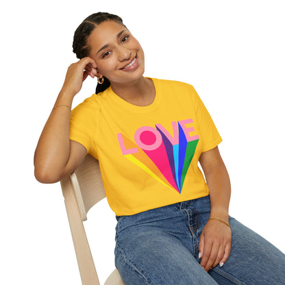 Love Rainbow Pop Out Unisex T-Shirt, Rainbow Love Tee, Colorful Graphic Shirt, Valentine's T-shirt