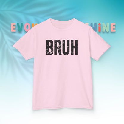 Kids Heavy Cotton™ Tee - Funny 'BRUH' Shirt for Boys & Girls, Casual Kids Wear, Gift for Birthdays, Anniversaries, Humor Apparel