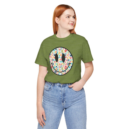 Alphabet Smiley Face Tee - Colorful and Cute - Express Delivery available