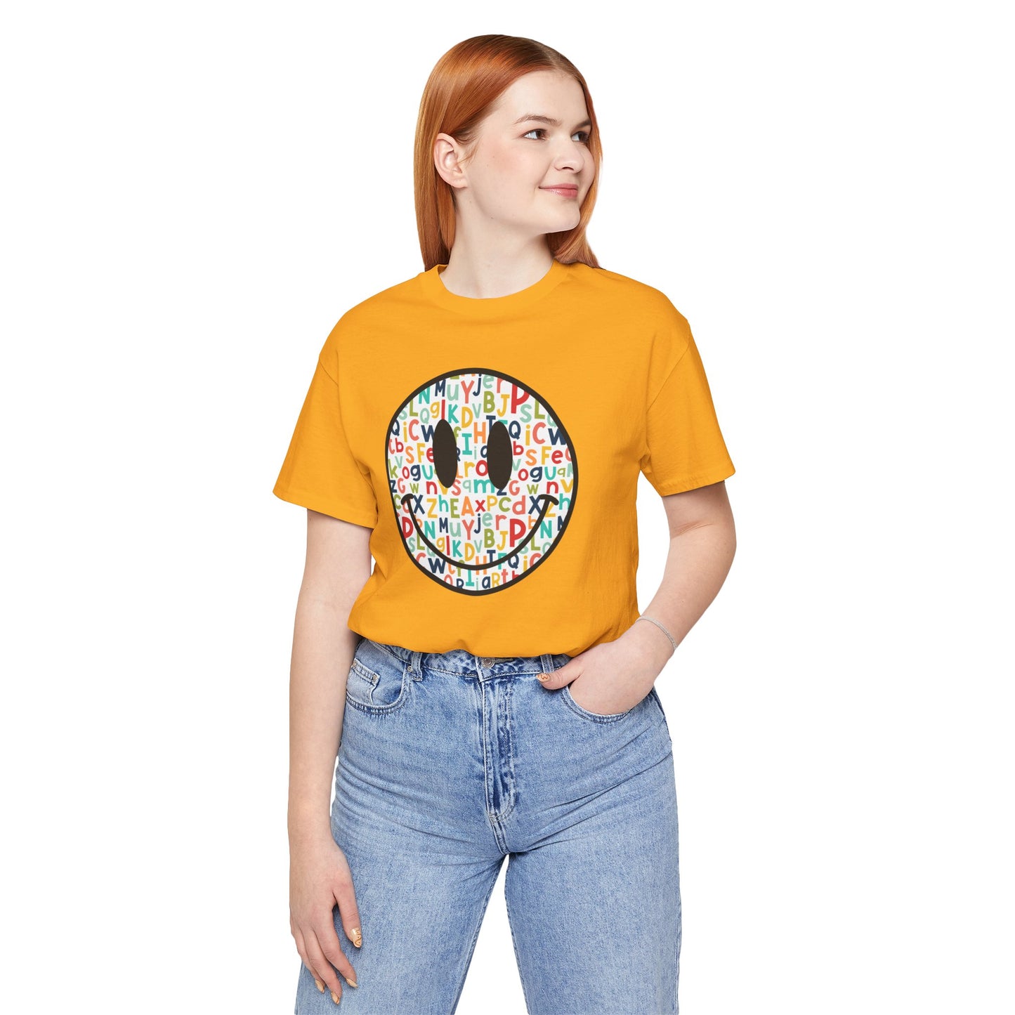 Alphabet Smiley Face Tee - Colorful and Cute - Express Delivery available