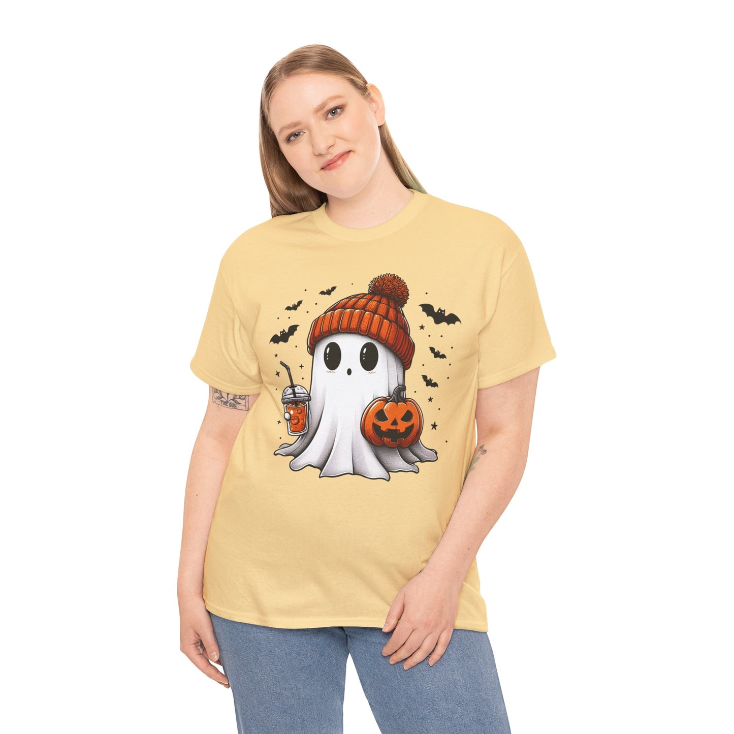 Pumpkin Season Vibes - Cute Ghost - Adult Unisex Tee