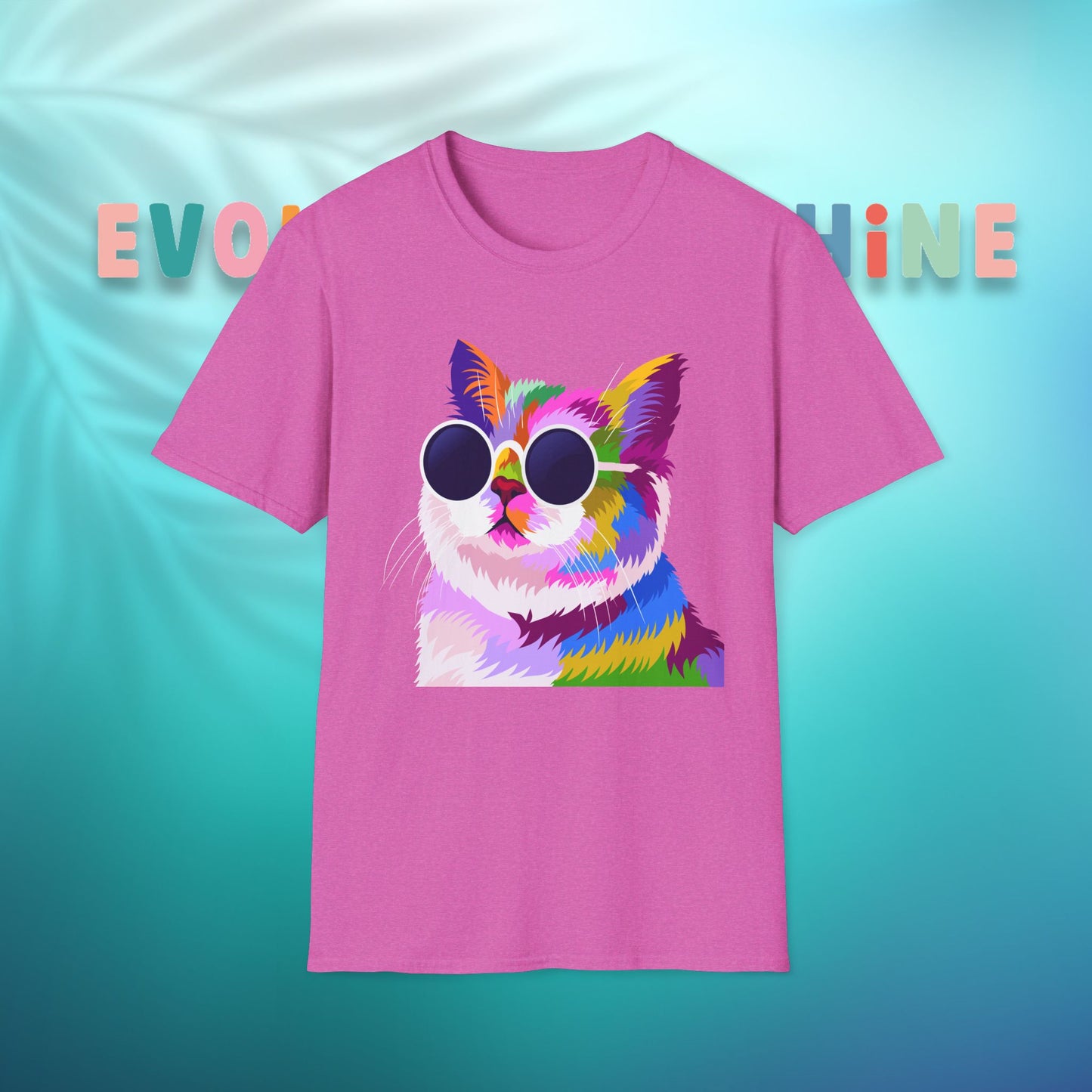 Colorful Cat Art T-Shirt, Fun Tee for Cat Lovers, Vintage Style Graphic Shirt, Cute Pet Gift, Casual Wear for Summer