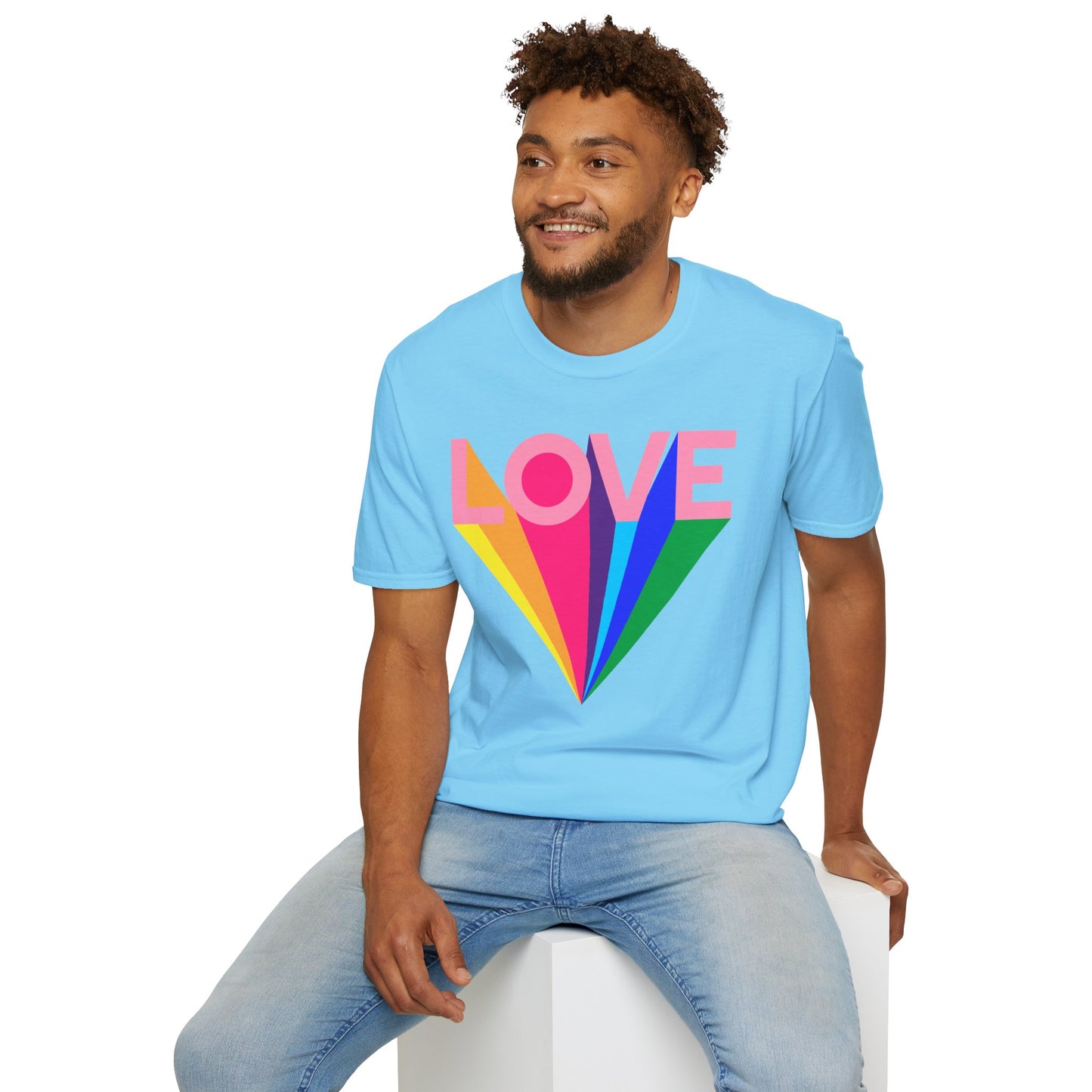 Love Rainbow Pop Out Unisex T-Shirt, Rainbow Love Tee, Colorful Graphic Shirt, Valentine's T-shirt