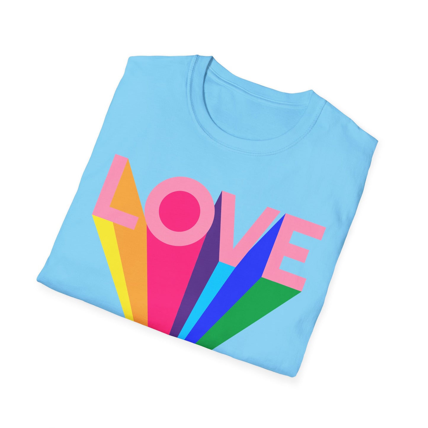 Love Rainbow Pop Out Unisex T-Shirt, Rainbow Love Tee, Colorful Graphic Shirt, Valentine's T-shirt