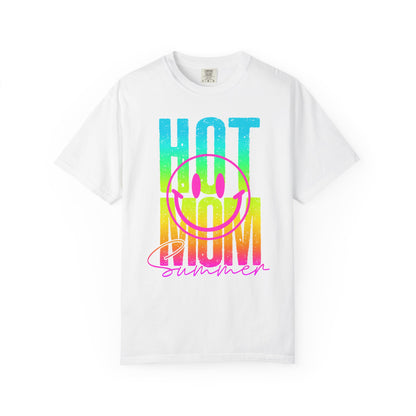 Neon Hot Mom Summer Unisex T-shirt, Neon Smile Face Shirt, Trendy Summer Tee, Cute Smiley Face Top, Casual Summer Apparel