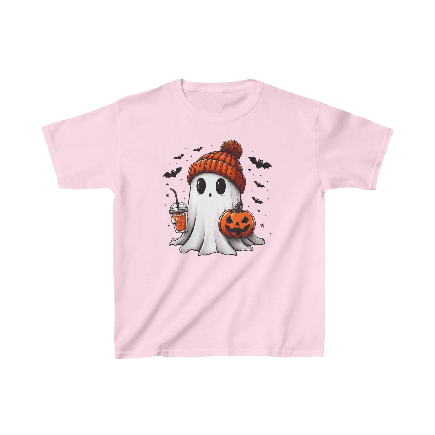 Pumpkin Season Vibes with Cute Ghost - Halloween T-Shirt - Kids Tee