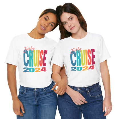 Family Cruise 2024, Multi Color Font, Adult, Unisex Jersey Short Sleeve Tee, Matching Family Vacation Shirt,