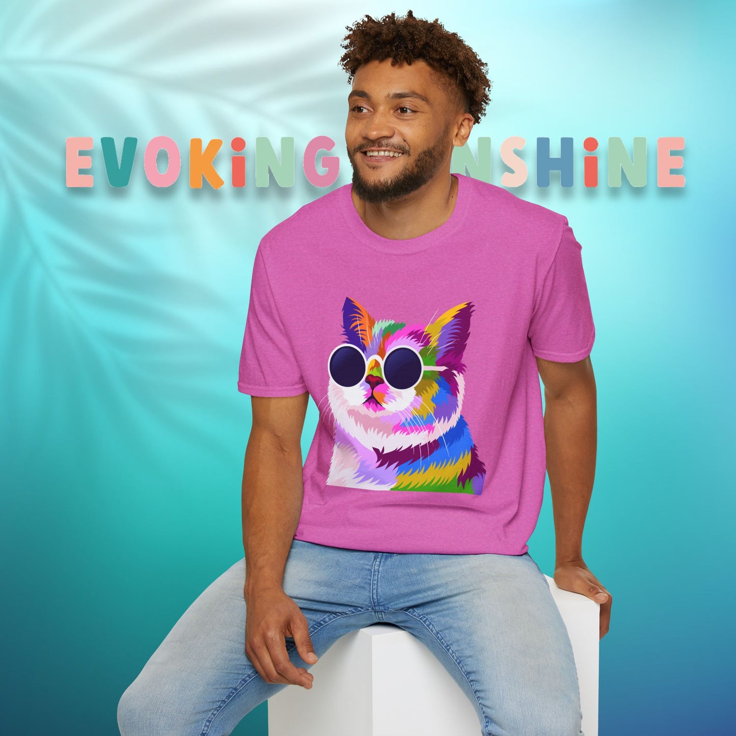 Colorful Cat Art T-Shirt, Fun Tee for Cat Lovers, Vintage Style Graphic Shirt, Cute Pet Gift, Casual Wear for Summer