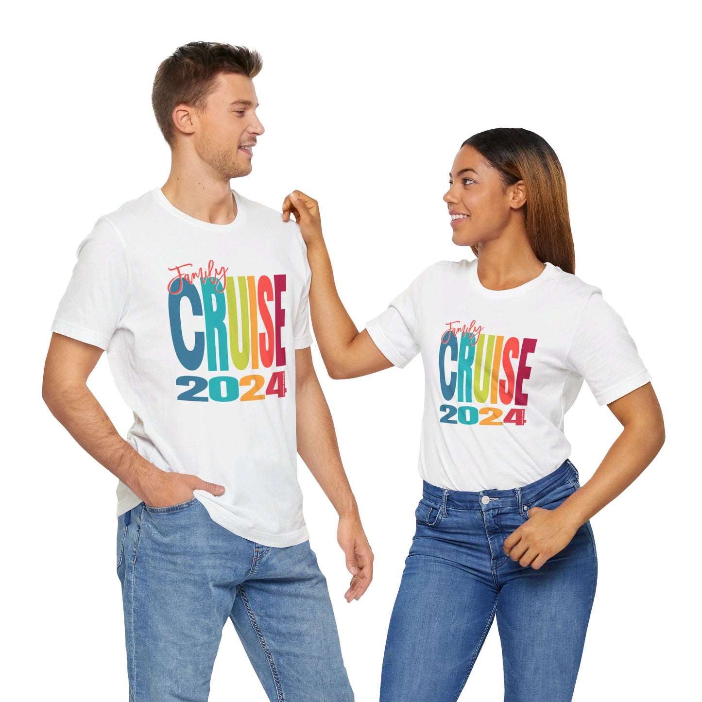Family Cruise 2024, Multi Color Font, Adult, Unisex Jersey Short Sleeve Tee, Matching Family Vacation Shirt,
