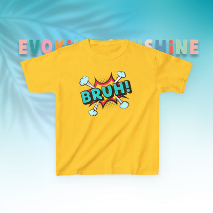 Fun Kids Graphic Tee - BRUH! Comic Style Shirt, Youth Apparel, Gift for Boys, Streetwear, Summer Vibes, Birthday, Everyday Wear
