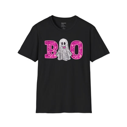 Faux Glitter "BOO" Shirt – Spooky Meets Sparkly! - Unisex Softstyle T-Shirt