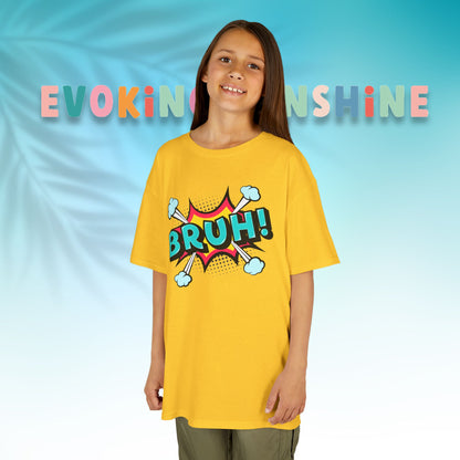 Fun Kids Graphic Tee - BRUH! Comic Style Shirt, Youth Apparel, Gift for Boys, Streetwear, Summer Vibes, Birthday, Everyday Wear
