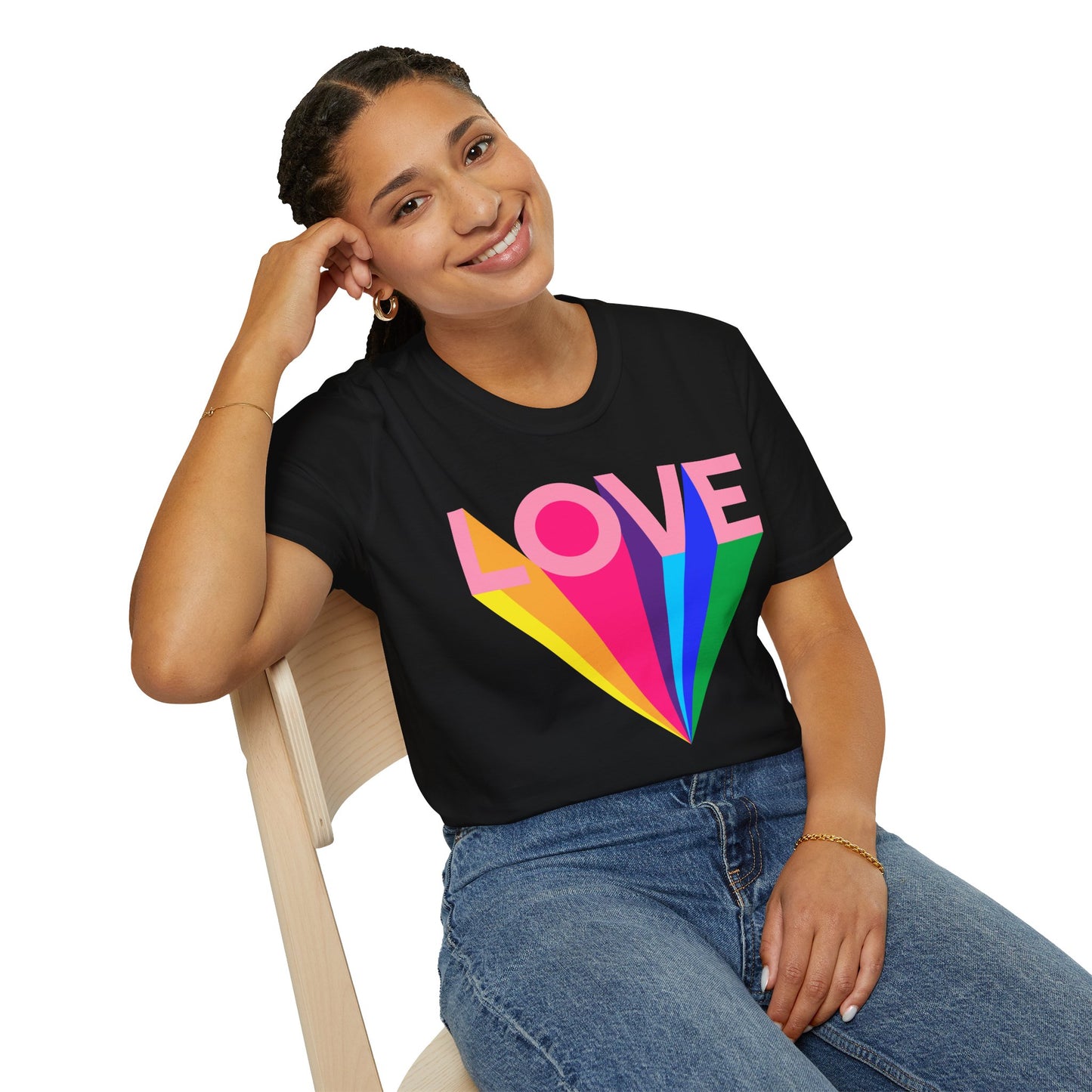 Love Rainbow Pop Out Unisex T-Shirt, Rainbow Love Tee, Colorful Graphic Shirt, Valentine's T-shirt