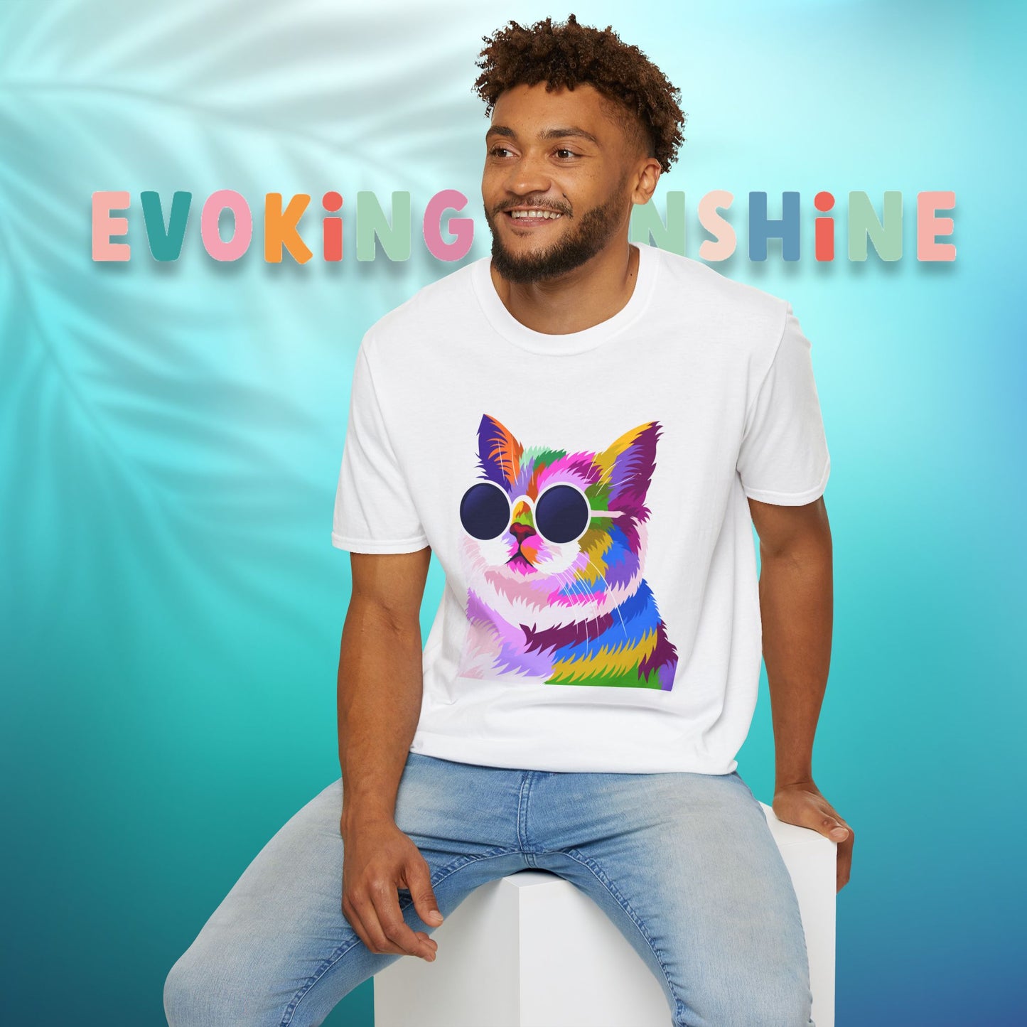 Colorful Cat Art T-Shirt, Fun Tee for Cat Lovers, Vintage Style Graphic Shirt, Cute Pet Gift, Casual Wear for Summer