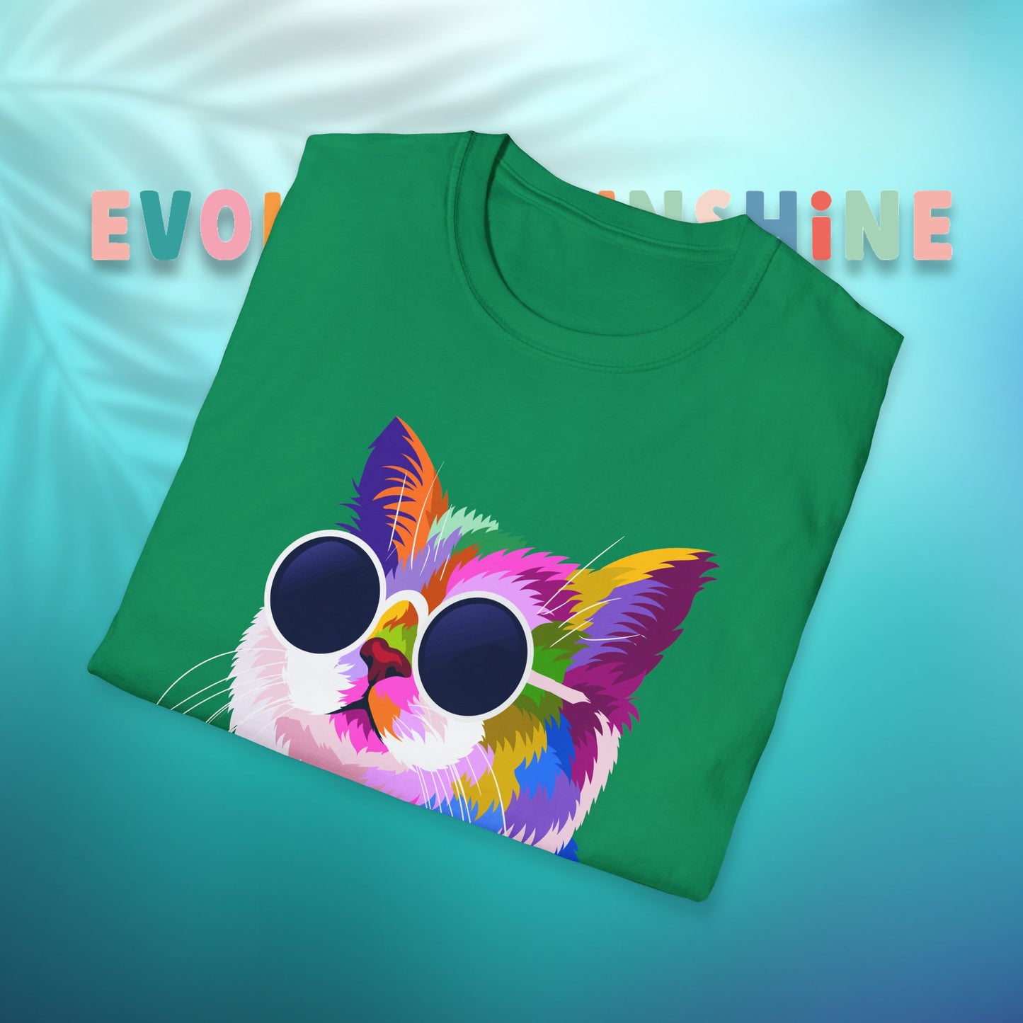 Colorful Cat Art T-Shirt, Fun Tee for Cat Lovers, Vintage Style Graphic Shirt, Cute Pet Gift, Casual Wear for Summer
