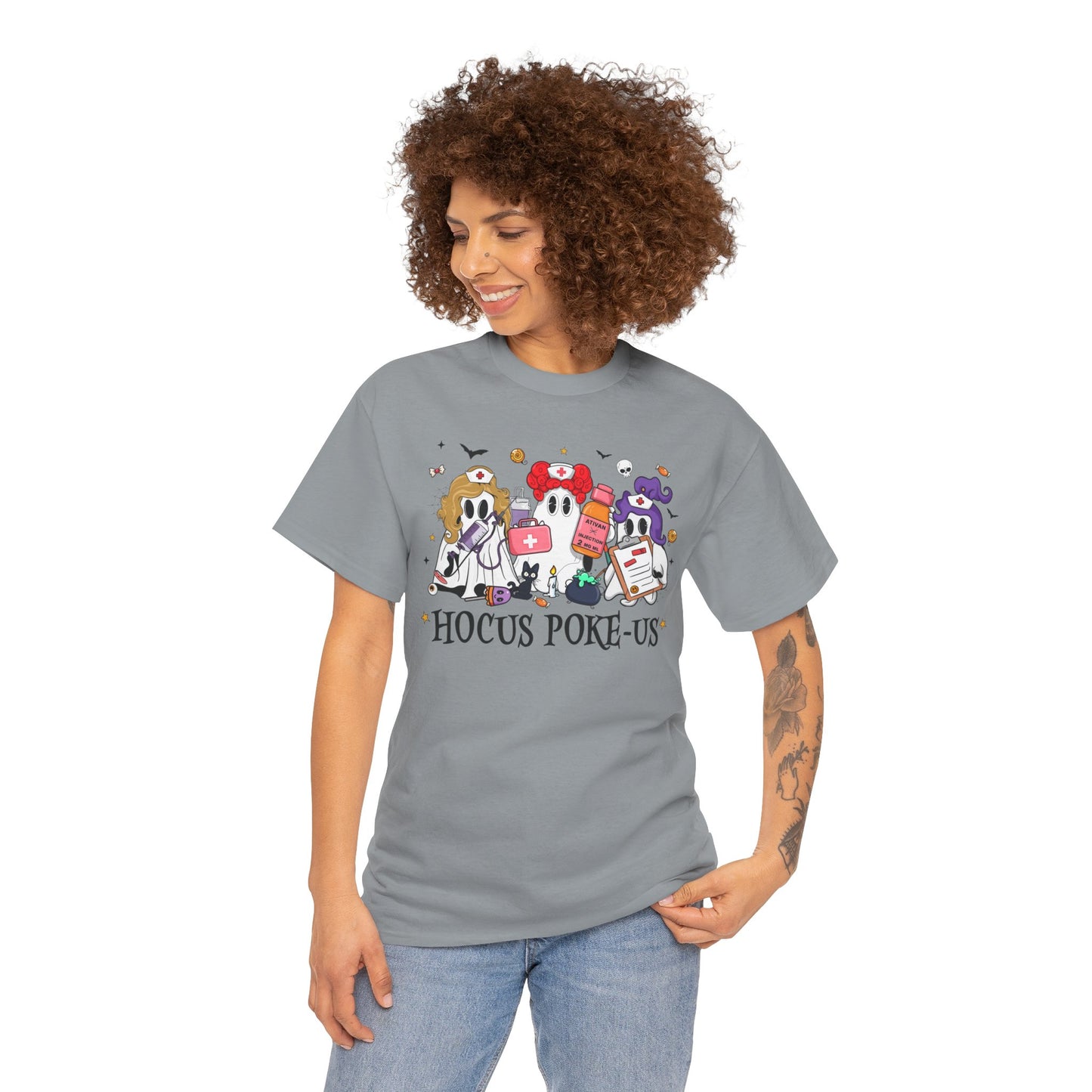 Hocus Poke-Us Tee, Halloween Nurse Shirt, Sanderson Sisters Costume, Spooky Ghost T-shirt, Medical Theme Apparel, Express Delivery available