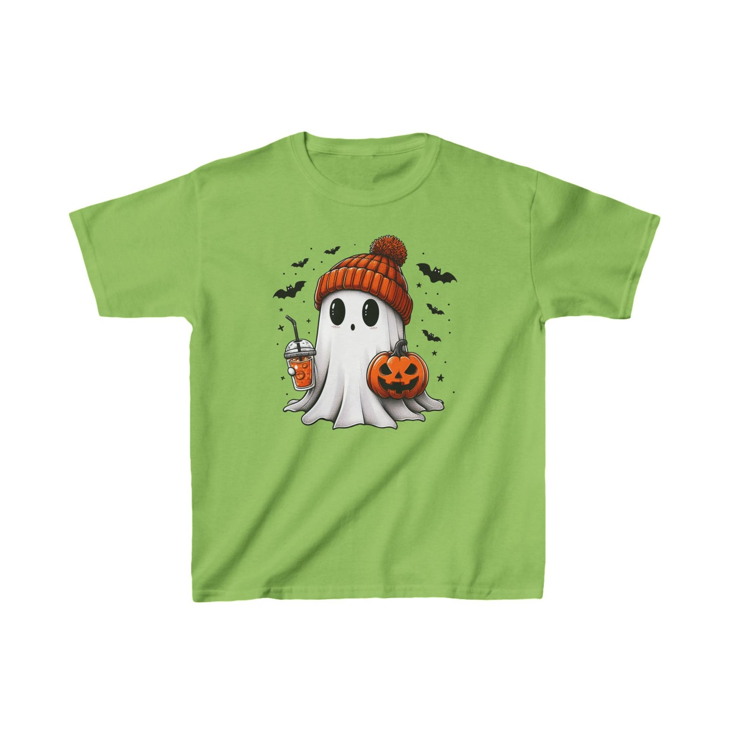 Pumpkin Season Vibes with Cute Ghost - Halloween T-Shirt - Kids Tee