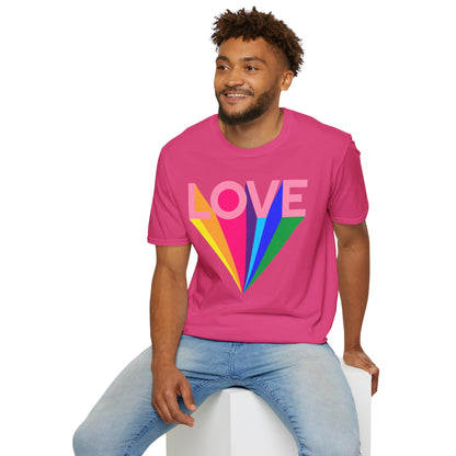 Love Rainbow Pop Out Unisex T-Shirt, Rainbow Love Tee, Colorful Graphic Shirt, Valentine's T-shirt