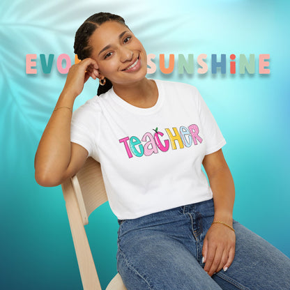 Colorful Teacher T-Shirt, Gift for Teachers, Cute Appreciation Shirt, Back to School Tee, Classroom Outfit, Teacher Gifts