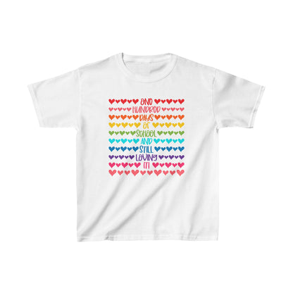 100 Days of Loving Rainbow School T-Shirt, Hearts and Rainbows, School Spirit, Youth