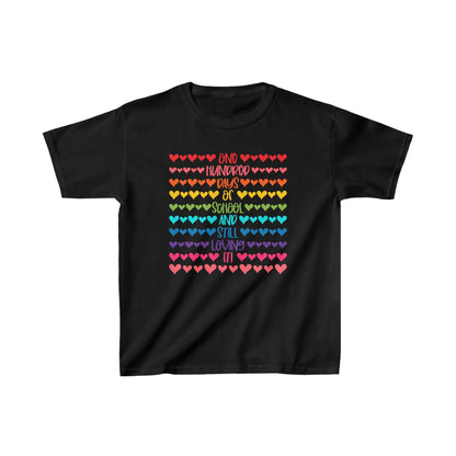 100 Days of Loving Rainbow School T-Shirt, Hearts and Rainbows, School Spirit, Youth