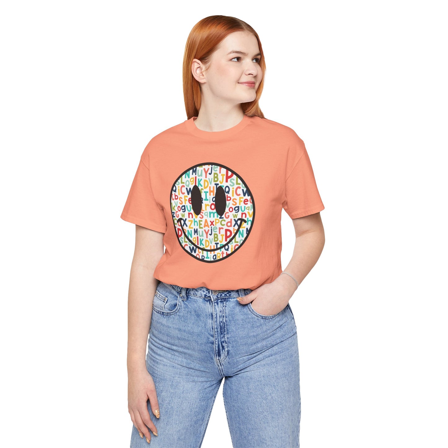 Alphabet Smiley Face Tee - Colorful and Cute - Express Delivery available