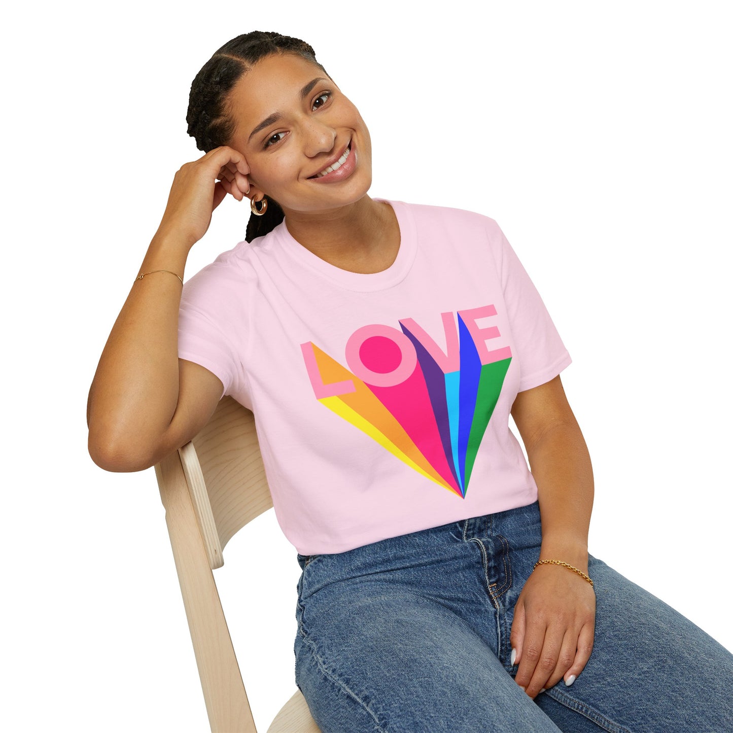 Love Rainbow Pop Out Unisex T-Shirt, Rainbow Love Tee, Colorful Graphic Shirt, Valentine's T-shirt