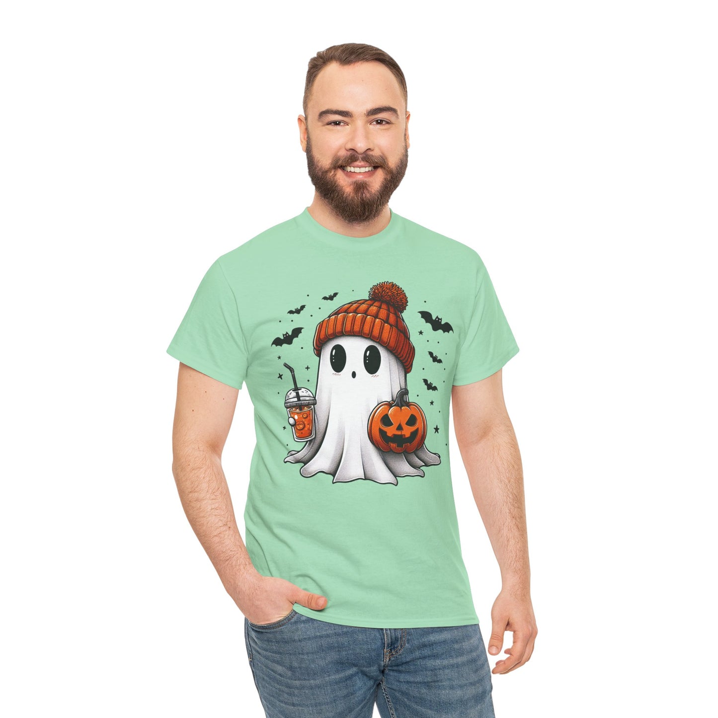 Pumpkin Season Vibes - Cute Ghost - Adult Unisex Tee