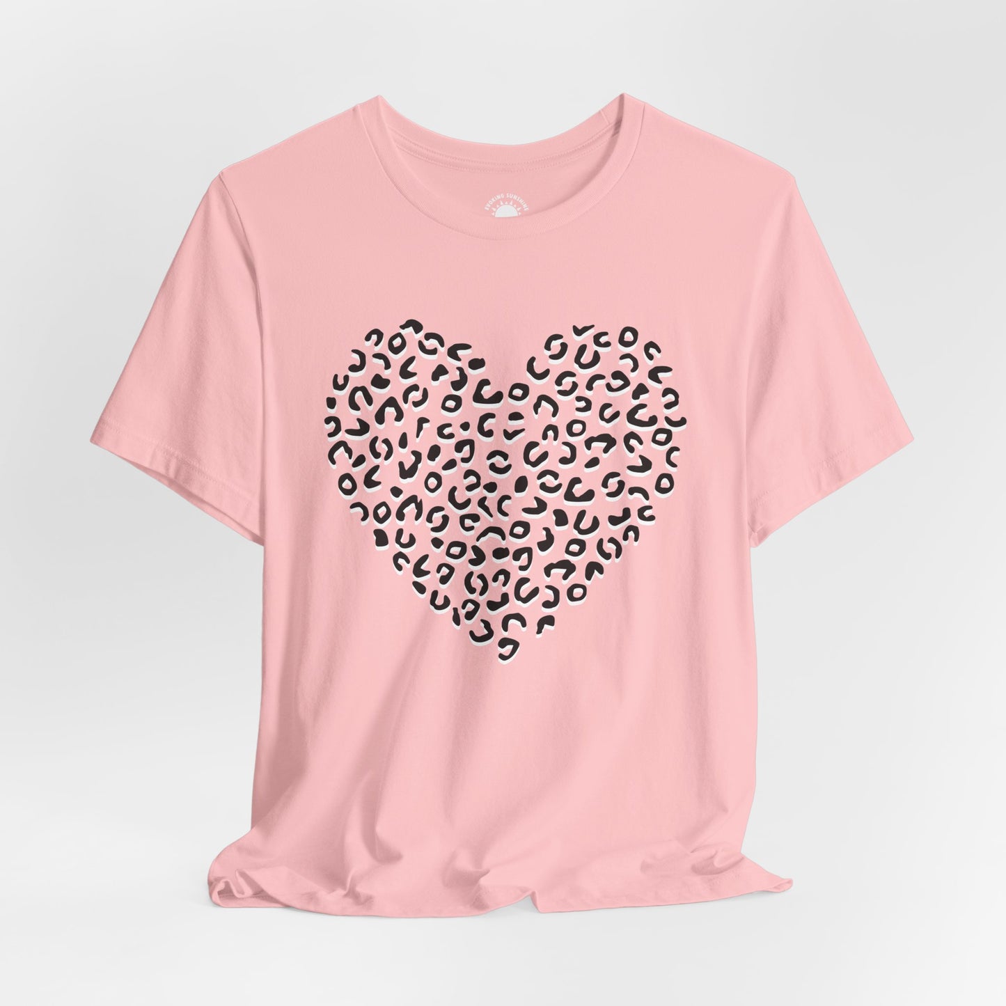 Leopard Spots Heart Valentine's Tee, Unisex Jersey Short Sleeve T-Shirt, Pink or Red Shirt, Gift for Animal Print Lovers, Valentine's Day