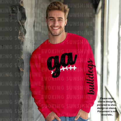 Bulldogs Football Tee, Georgia Sports Fan Long Sleeve Shirt, Distressed Design, Unisex Cotton Tee, Game Day Apparel, Fan Gear