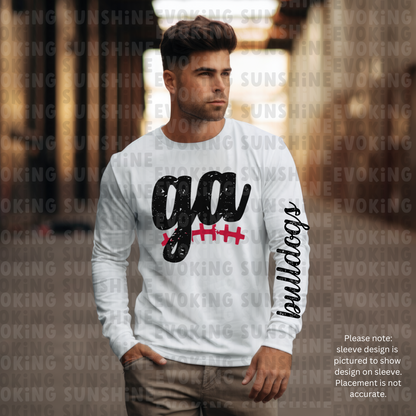 Bulldogs Football Tee, Georgia Sports Fan Long Sleeve Shirt, Distressed Design, Unisex Cotton Tee, Game Day Apparel, Fan Gear