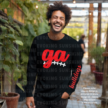 Bulldogs Football Tee, Georgia Sports Fan Long Sleeve Shirt, Distressed Design, Unisex Cotton Tee, Game Day Apparel, Fan Gear