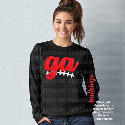 Bulldogs Football Tee, Georgia Sports Fan Long Sleeve Shirt, Distressed Design, Unisex Cotton Tee, Game Day Apparel, Fan Gear