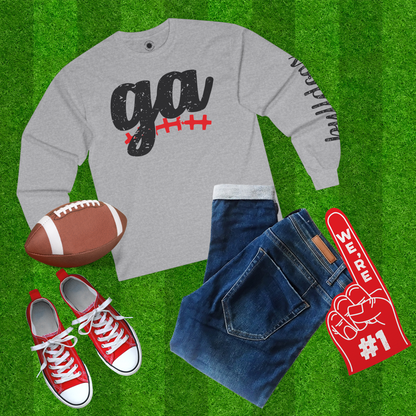 Bulldogs Football Tee, Georgia Sports Fan Long Sleeve Shirt, Distressed Design, Unisex Cotton Tee, Game Day Apparel, Fan Gear