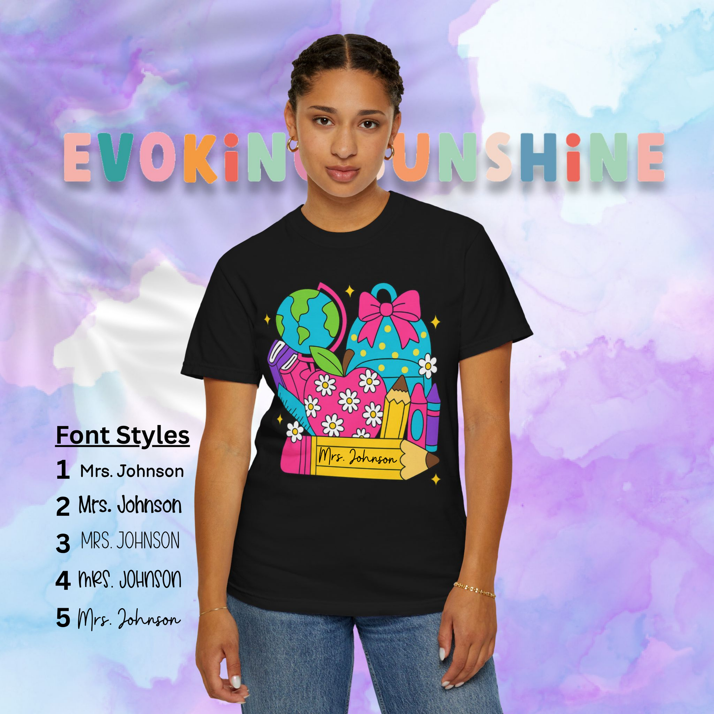 Back-To-School Personalized Teacher Shirt, Teacher Appreciation Gift, Back to School, Artsy Vibe, Comfort Colors
