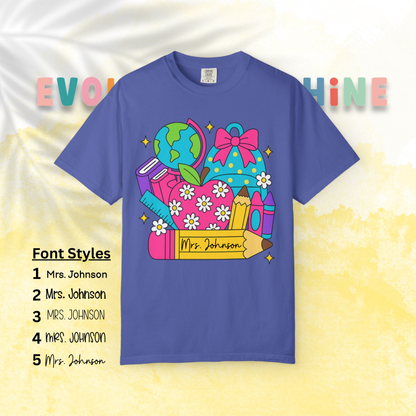Back-To-School Personalized Teacher Shirt, Teacher Appreciation Gift, Back to School, Artsy Vibe, Comfort Colors