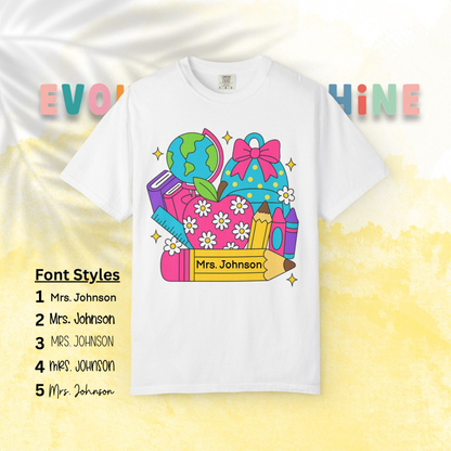 Back-To-School Personalized Teacher Shirt, Teacher Appreciation Gift, Back to School, Artsy Vibe, Comfort Colors