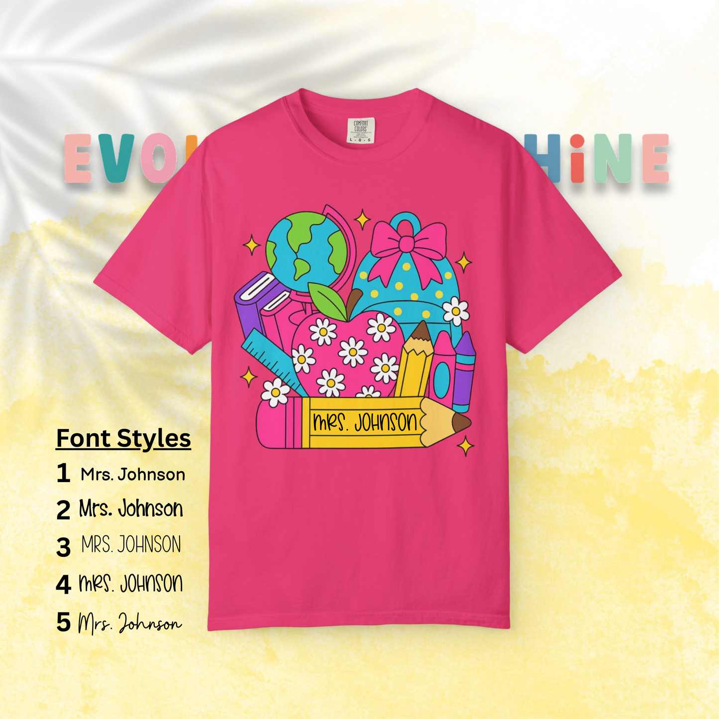 Back-To-School Personalized Teacher Shirt, Teacher Appreciation Gift, Back to School, Artsy Vibe, Comfort Colors