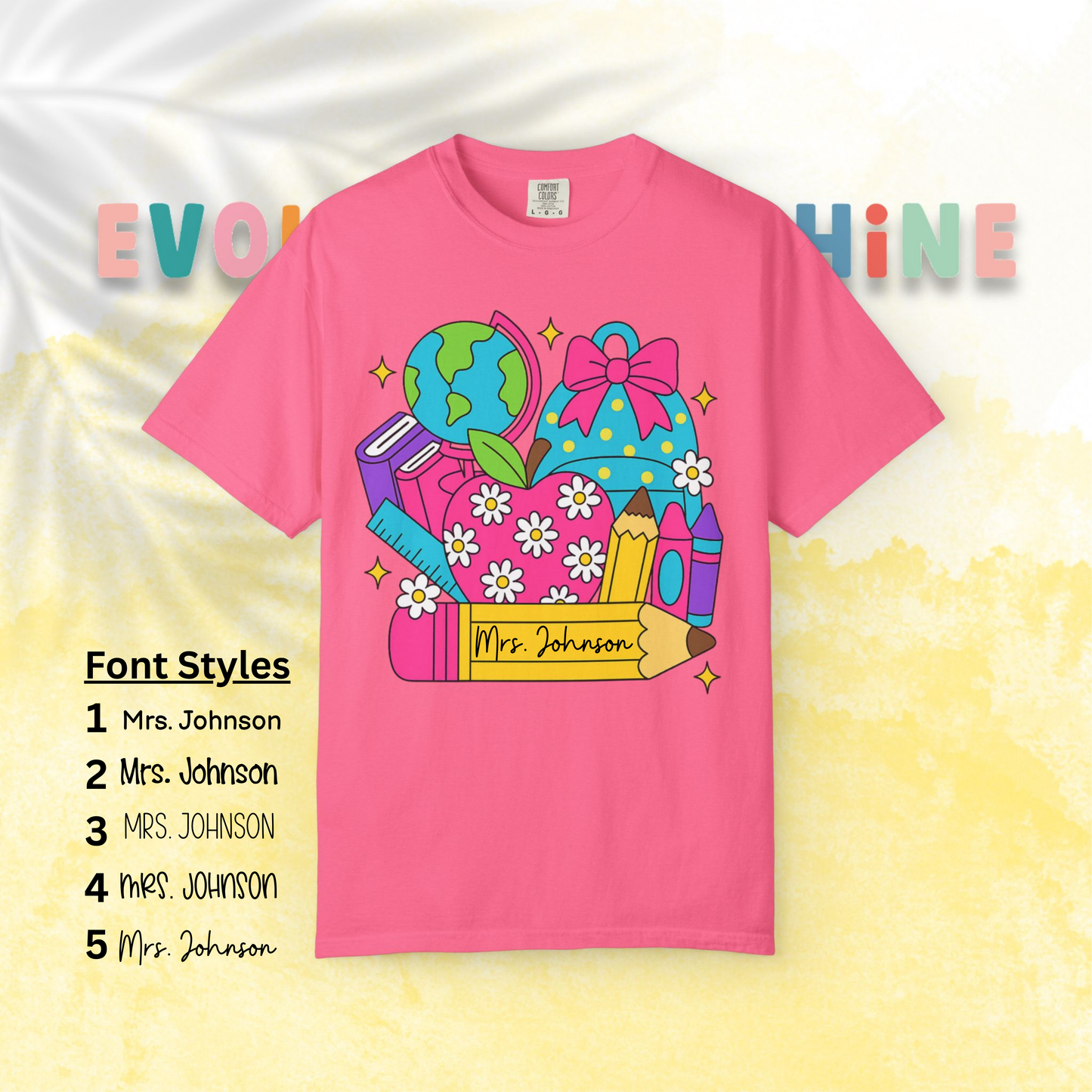 Back-To-School Personalized Teacher Shirt, Teacher Appreciation Gift, Back to School, Artsy Vibe, Comfort Colors