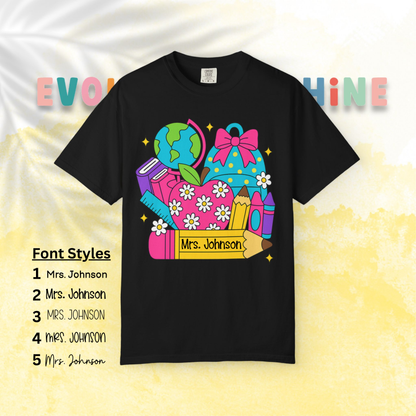 Back-To-School Personalized Teacher Shirt, Teacher Appreciation Gift, Back to School, Artsy Vibe, Comfort Colors