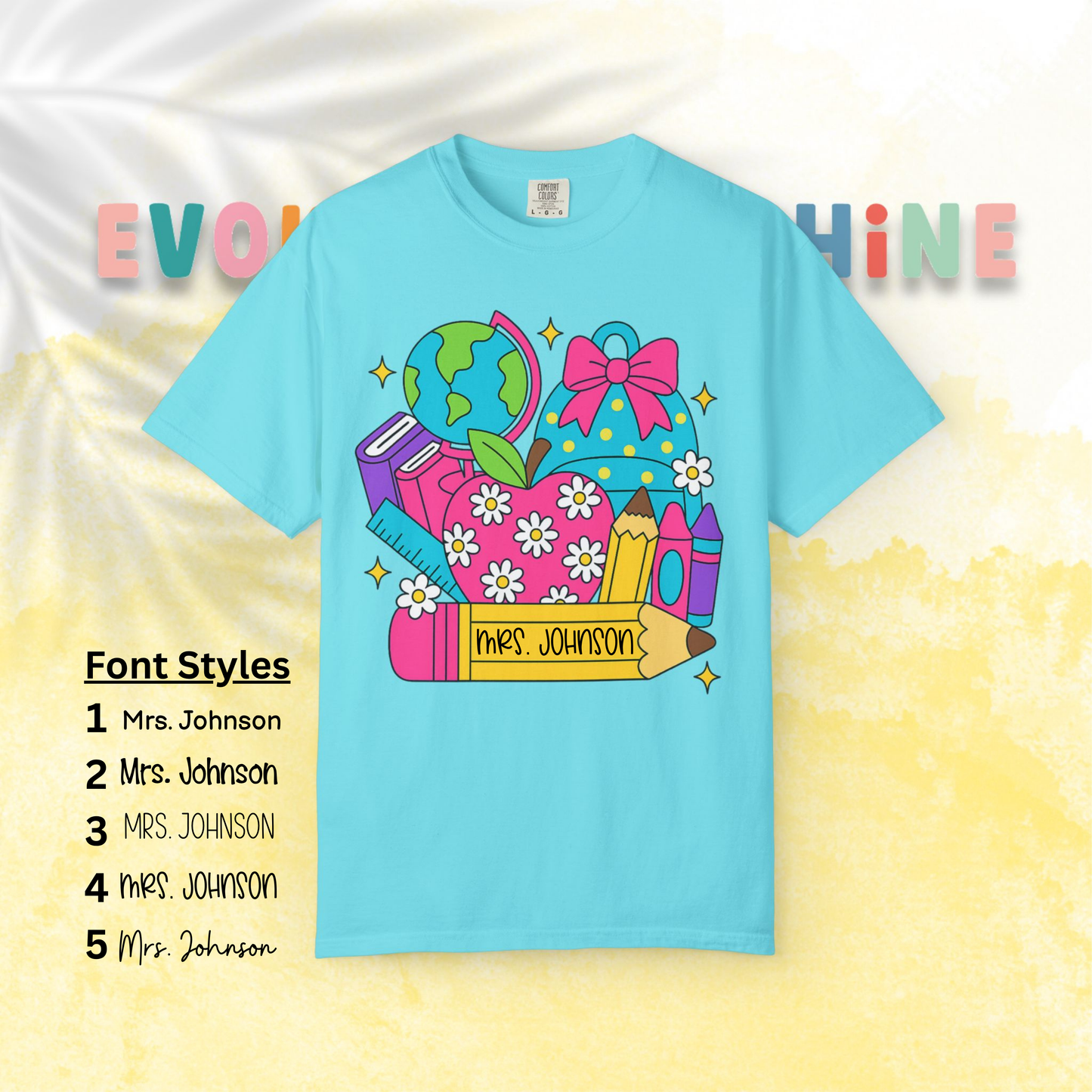 Back-To-School Personalized Teacher Shirt, Teacher Appreciation Gift, Back to School, Artsy Vibe, Comfort Colors