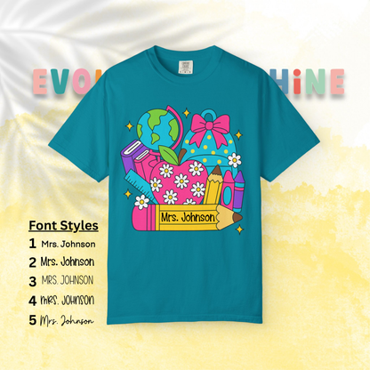 Back-To-School Personalized Teacher Shirt, Teacher Appreciation Gift, Back to School, Artsy Vibe, Comfort Colors