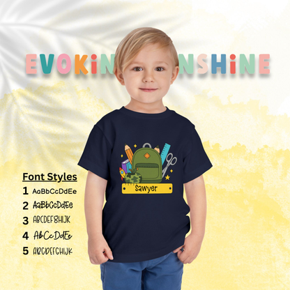 Custom Boys Back-to-School Toddler Tee, Preschool, Kindergarten, MDO, School Shirt, Backpack, Bookbag, Personalize