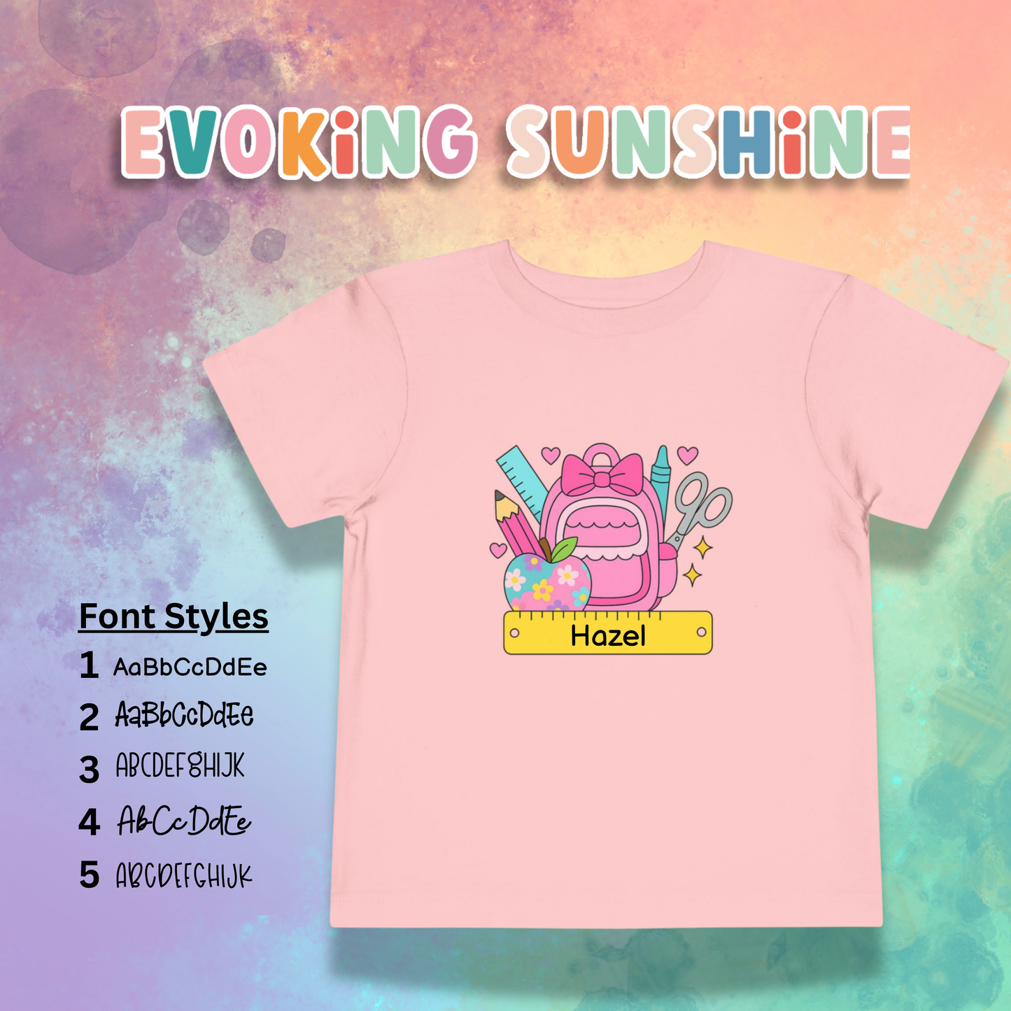 Custom Girls Back-to-School Toddler Tee, Preschool, Kindergarten, MDO, School Shirt, Backpack, Bookbag, Personalize
