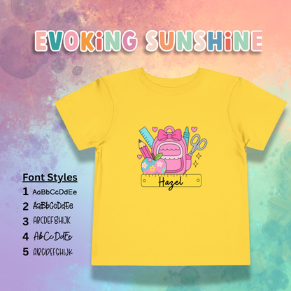 Custom Girls Back-to-School Toddler Tee, Preschool, Kindergarten, MDO, School Shirt, Backpack, Bookbag, Personalize
